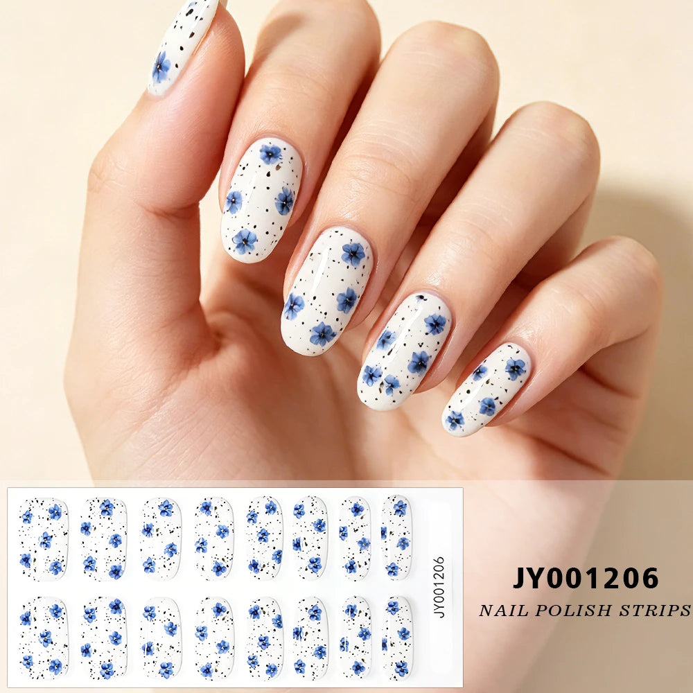 Spring Daisy Nail Stickers 16 Tips | Full Cover Glitter Decals