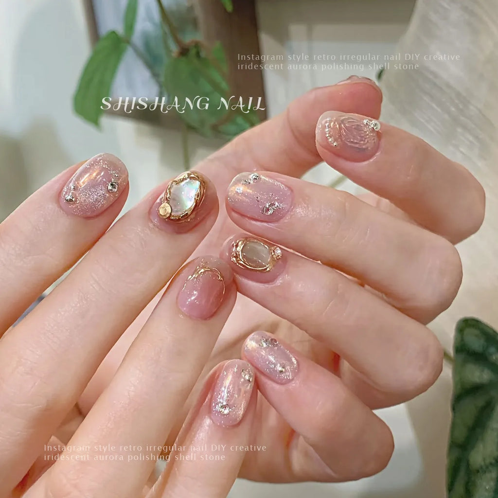 Natural Abalone Shell Nail Charms | Aurora Flatback Stones