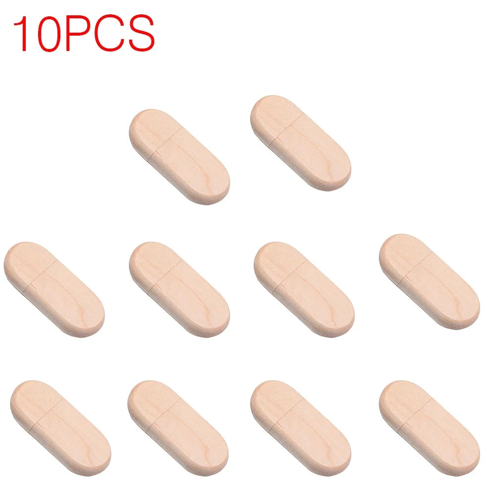 10-Pack Bamboo USB Flash Drives | Free Custom Logo 64GB/32GB USB Flash Drive PRIMED 64GB Maple China Mainland