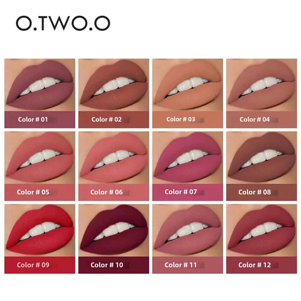 O.TWO.O 2-in-1 Matte Lipstick & Lip Gloss – 12 Colors Matte Lip Gloss PRIMED