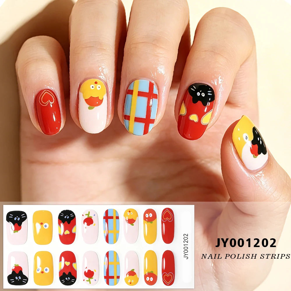 Spring Daisy Nail Stickers 16 Tips | Full Cover Glitter Decals