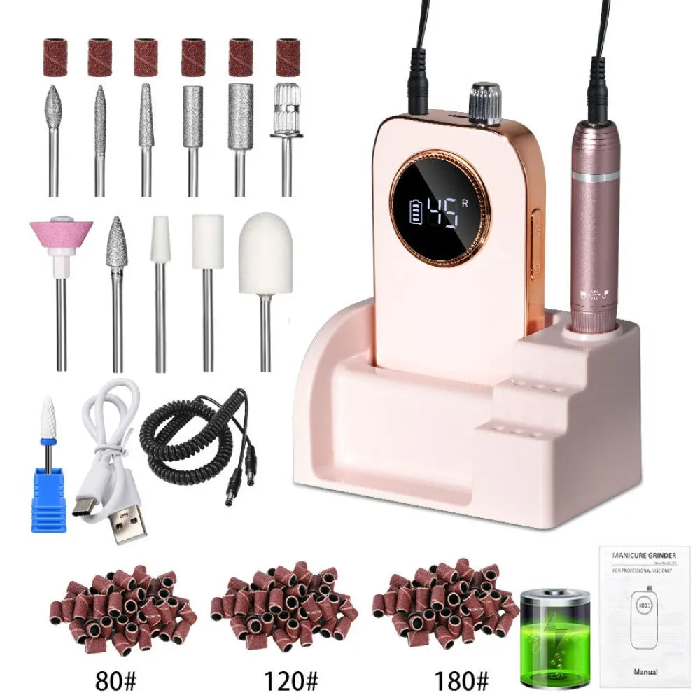 Professional Rechargeable Nail Drill Machine 45000 RPM Kit