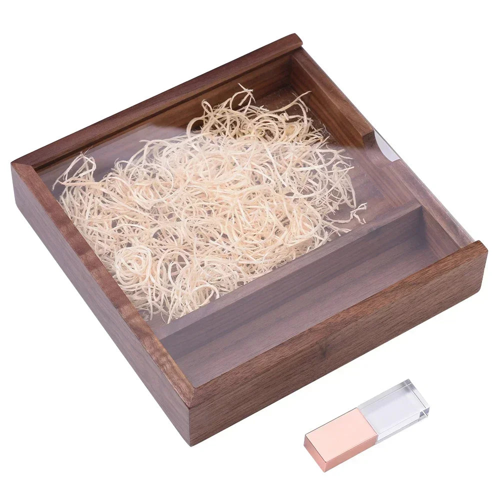 Custom Logo Wooden USB Flash Drive Box – Wedding Gift 4–128GB USB Flash Drive PRIMED Walnut box A 4GB CN