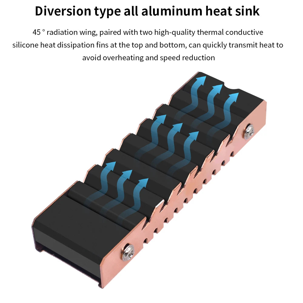 TISHRIC M.2 2280 SSD Heat Sink – Copper & Aluminum + Thermal Pad SSD Heat Sink PRIMED