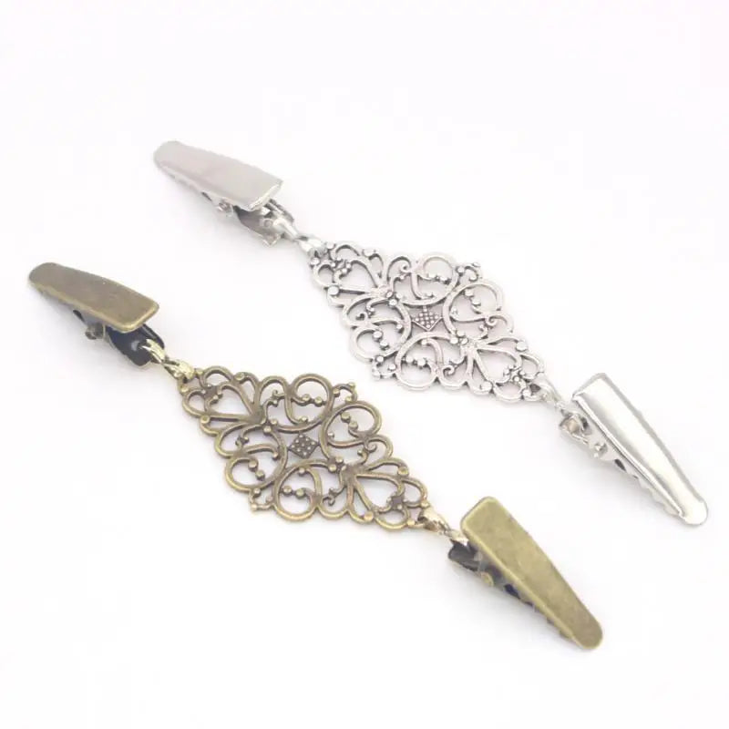 Retro Flower Sweater Clips – Cardigan Collar Brooch for Women