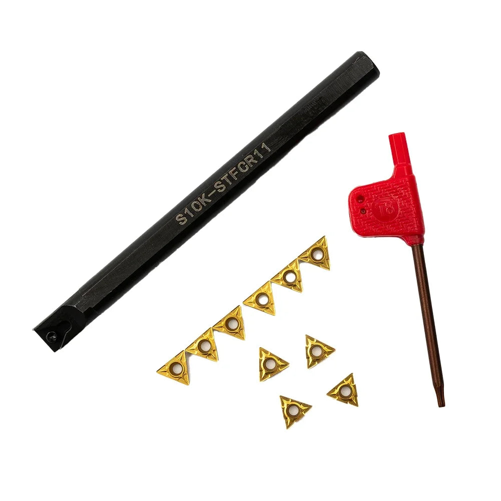 S10K-STFCR11 Boring Bar + 10x TCMT110204 Carbide Inserts Boring Bar Tool Set PRIMED