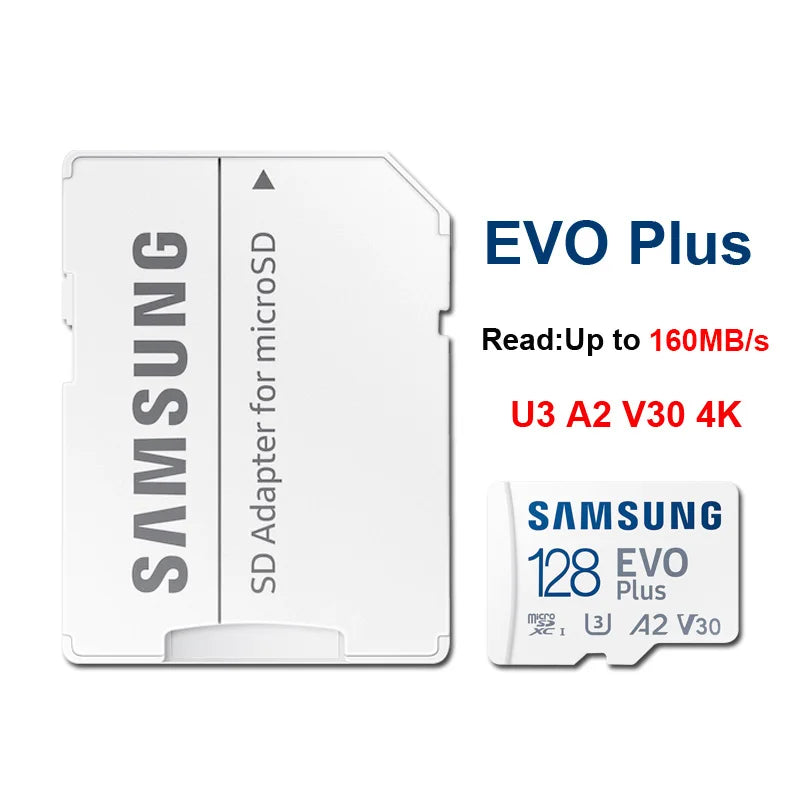 Samsung EVO Plus MicroSD 64GB–512GB | U3 V30 A2 130MB/s MicroSD Memory Card PRIMED 128GB