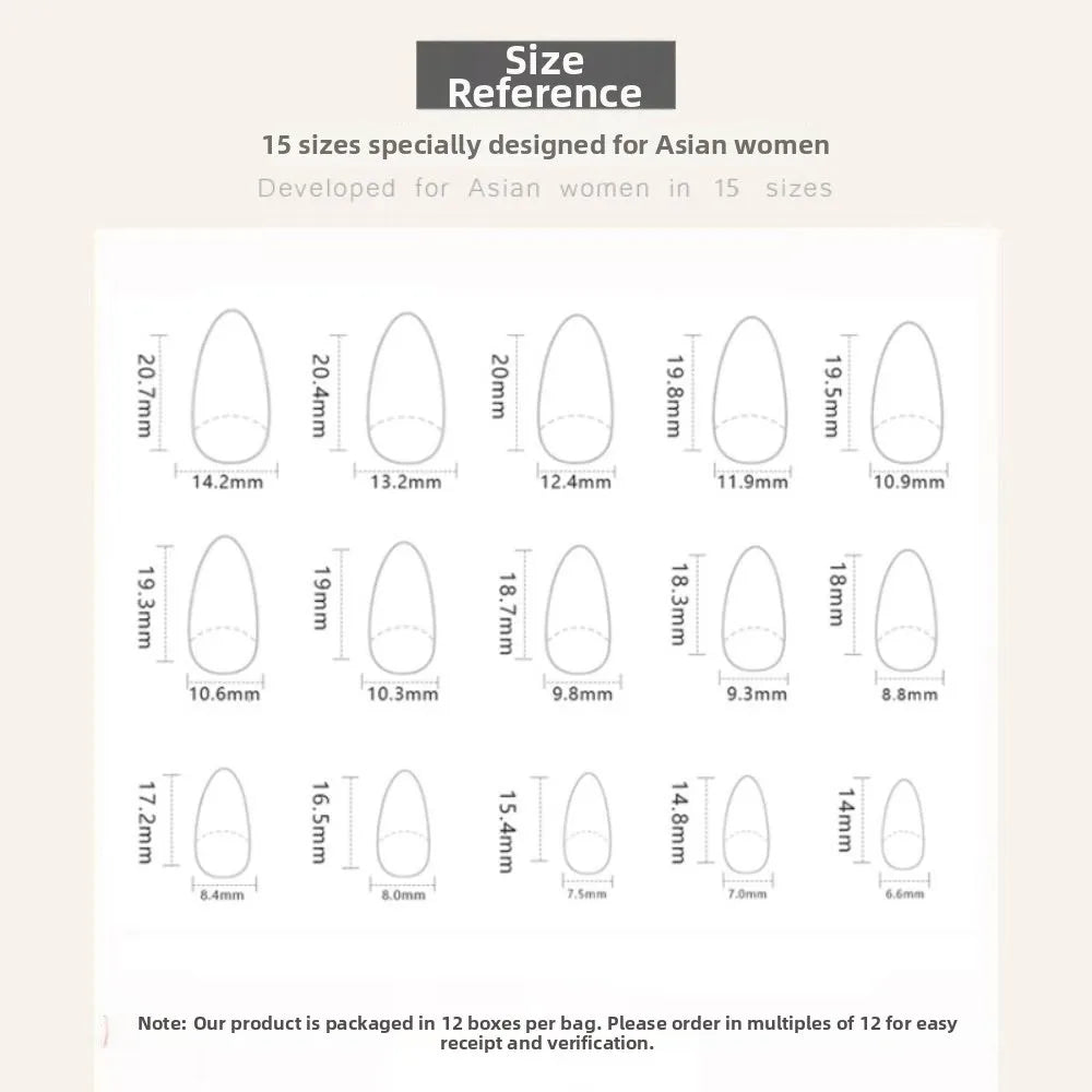 Almond Press-On Nails – French Floral & Fruit Designs 24pc