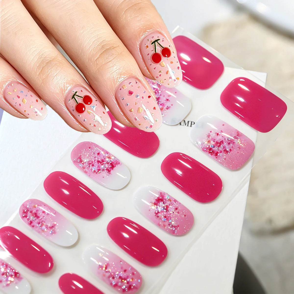 Spring Daisy Nail Stickers 16 Tips | Full Cover Glitter Decals