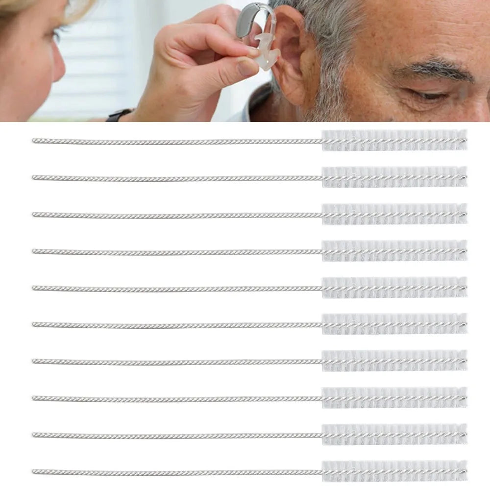 10-Pack 2.5mm Hearing Aid Vent & Tube Cleaning Brush Set