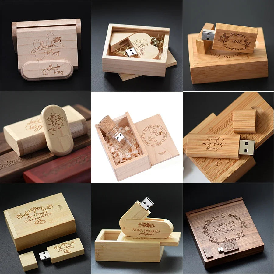 Wooden USB Flash Drive Custom LOGO – Wedding Gift Memory Stick