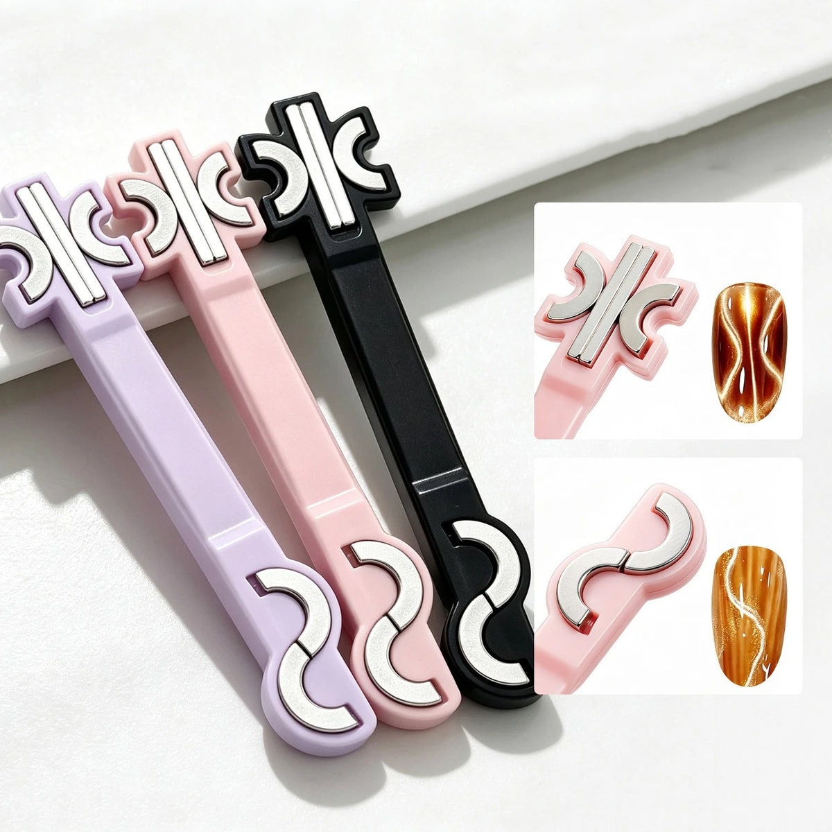 S-Shaped Cat Eye Nail Magnet Wand – Wave & Swirl Patterns