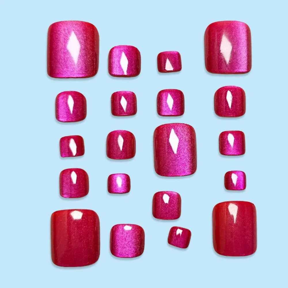 96pcs Aurora Cat Eye Press On Toenails – 4 Colors Square
