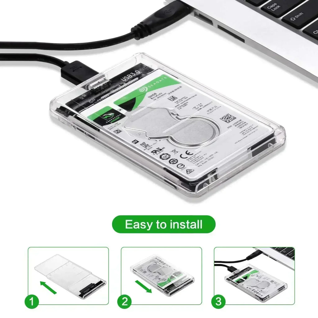 Transparent 2.5" USB 3.0 HDD SSD Enclosure UASP SATA III Hard Drive Enclosure PRIMED