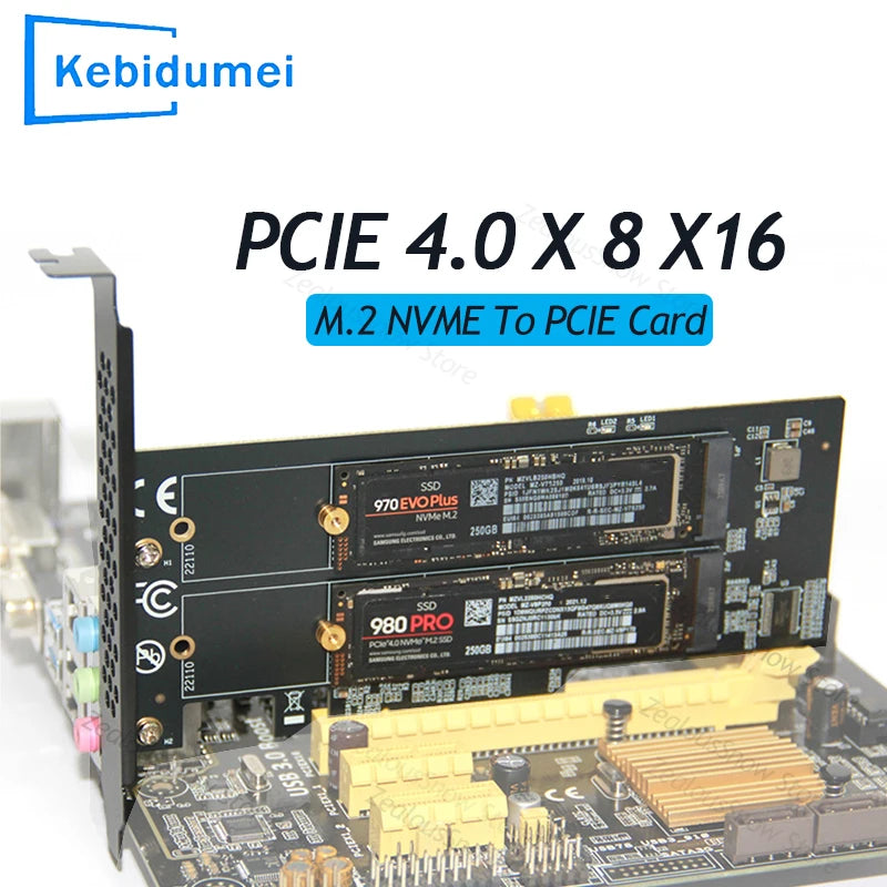 M.2 NVMe PCIe 4.0 x16/x8 Expansion Card – 4-Port SSD Adapter PCIe NVMe Expansion Card PRIMED