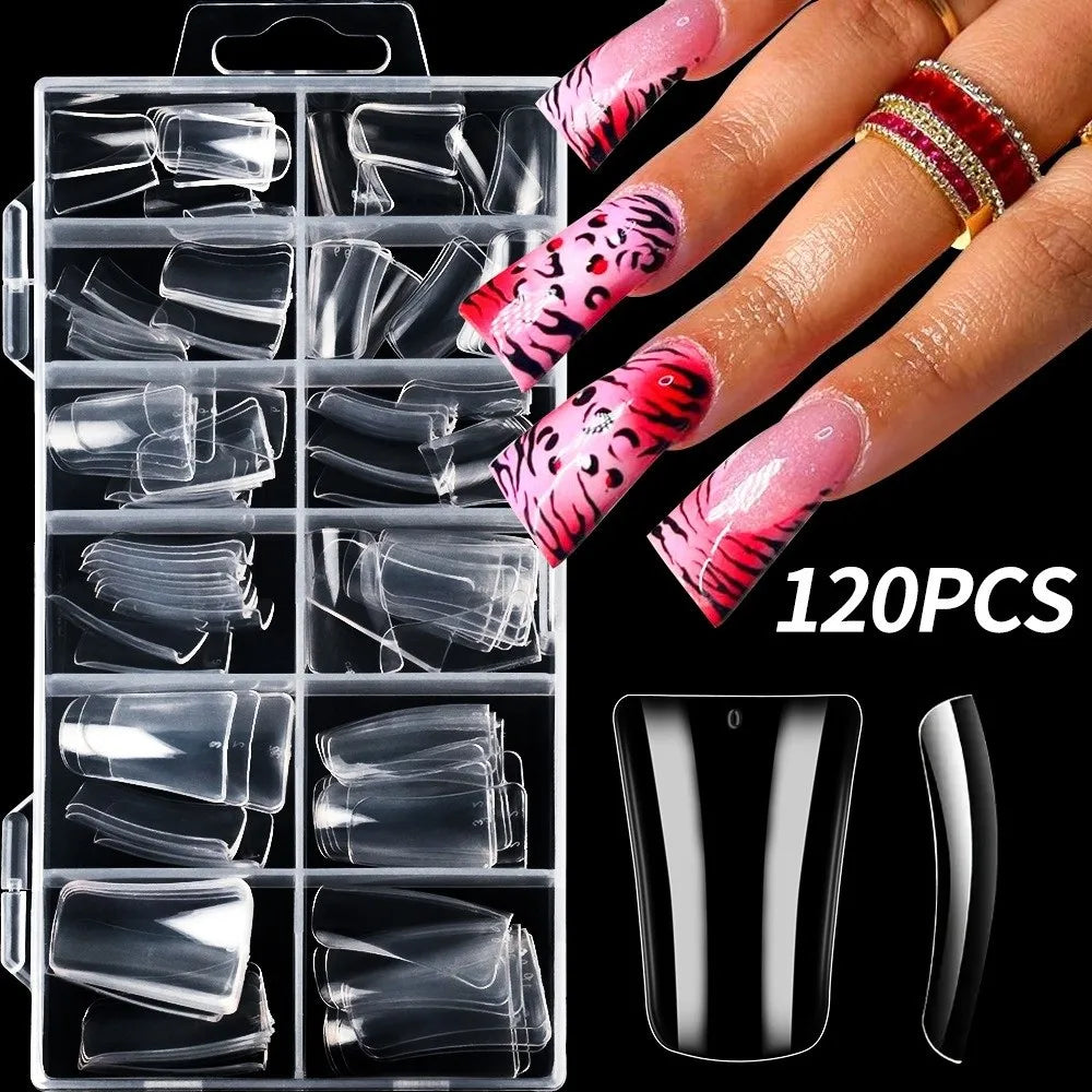 120Pcs Duck Nail Tips – Wide Transparent Press On Nails Y2K Press On Nail Tips PRIMED B