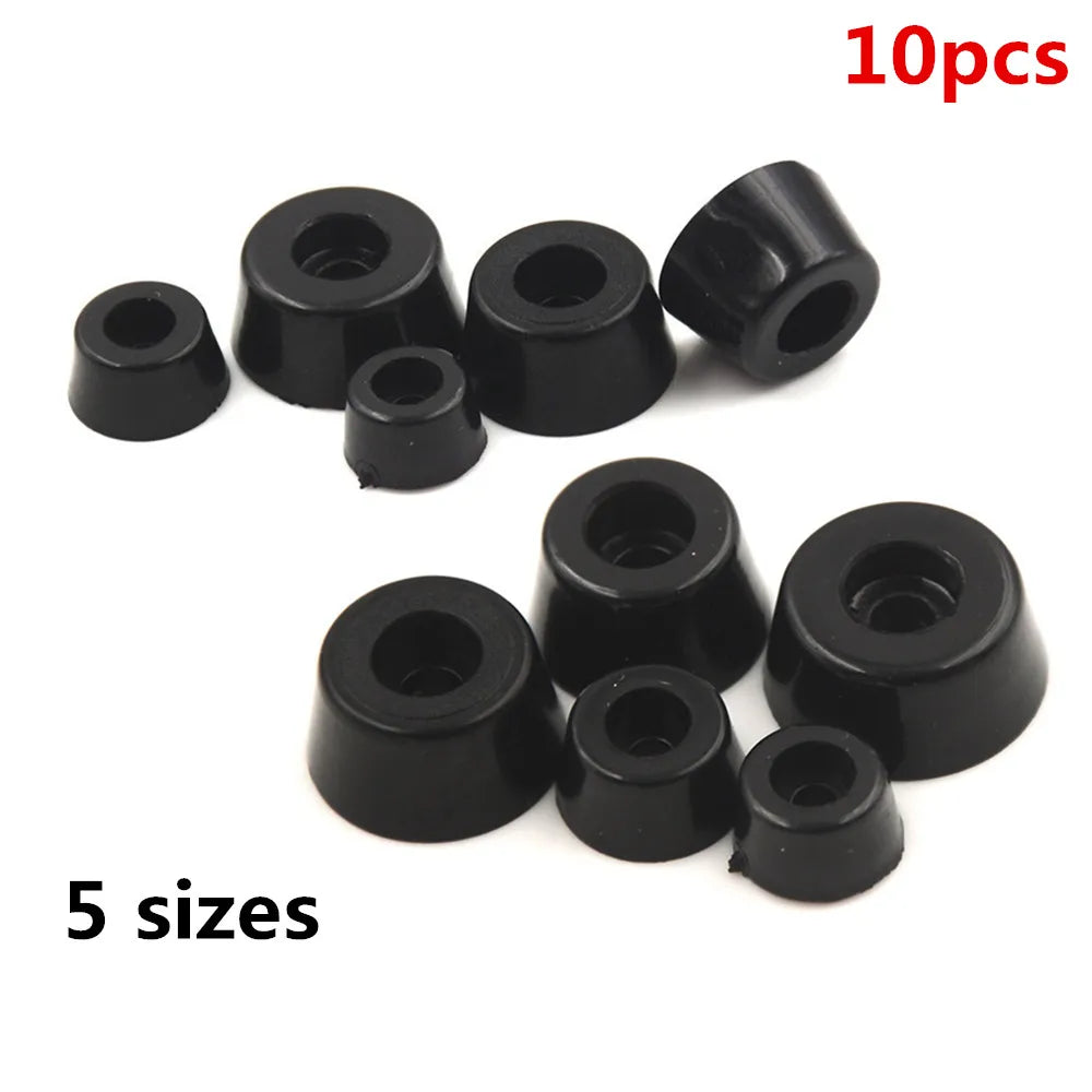 10-Pack Black Rubber Furniture Feet | Non-Slip Floor Protectors