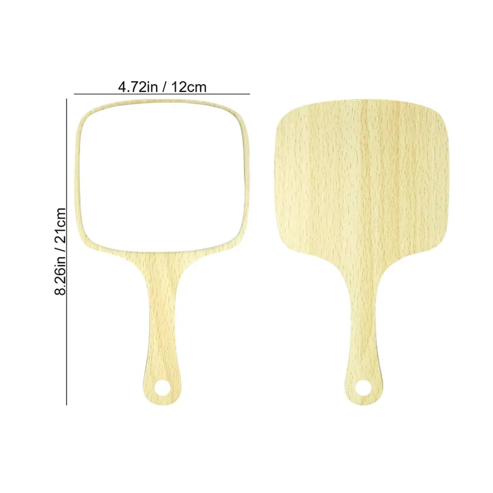 Wooden Handheld Mirror – Salon, Barber & Home Use