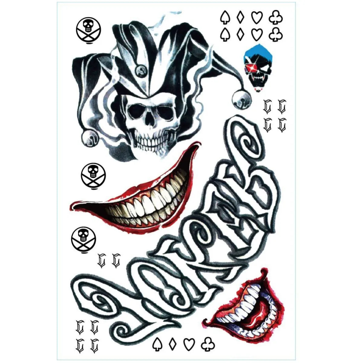 Halloween Temporary Tattoo Stickers – Clown Cosplay Horror Party Temporary Tattoo Sticker PRIMED I China