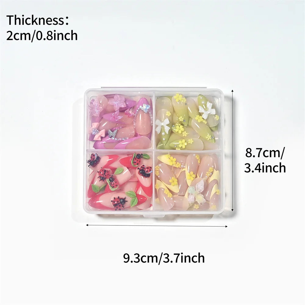 96Pcs Resin Nail Charms Set – Mixed Shapes 12-Grid Storage Case Nail Art Charms PRIMED