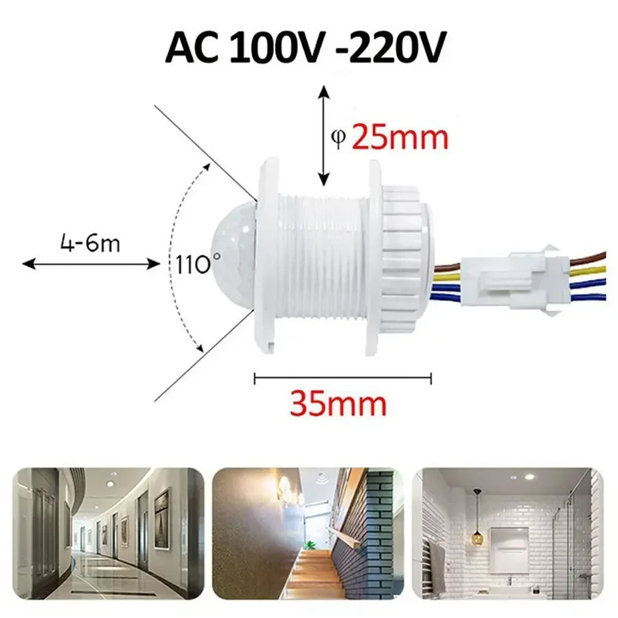 PIR Motion Sensor Switch Adjustable Time Delay AC85–265V Motion Sensor Switch PRIMED