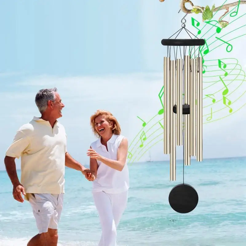 Retro Wood & Metal Wind Chime – 6 Tubes Outdoor Decor