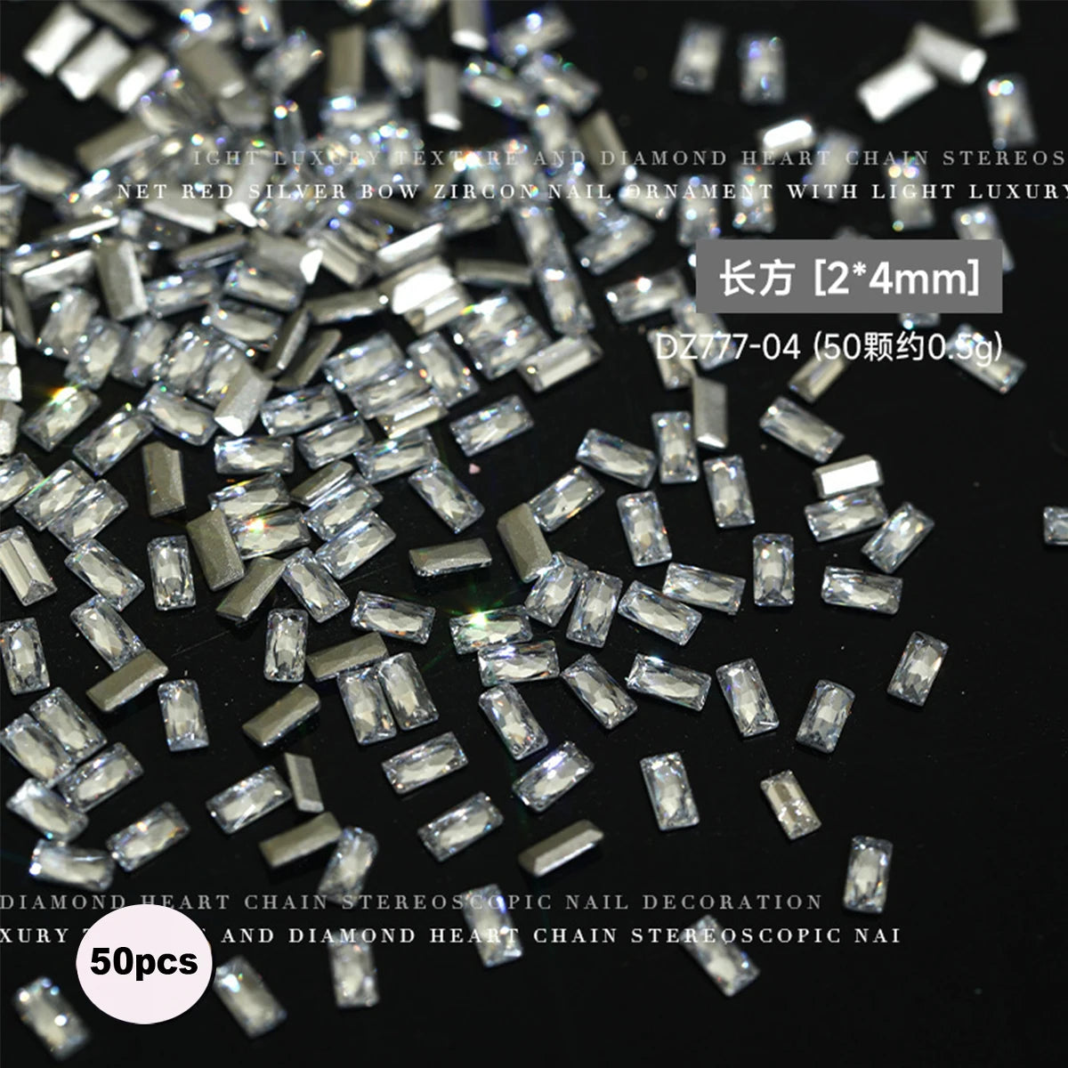 50Pcs Pink Zircon Nail Rhinestones Heart & Oval Manicure Charms Nail Art Rhinestones PRIMED ZD120-4