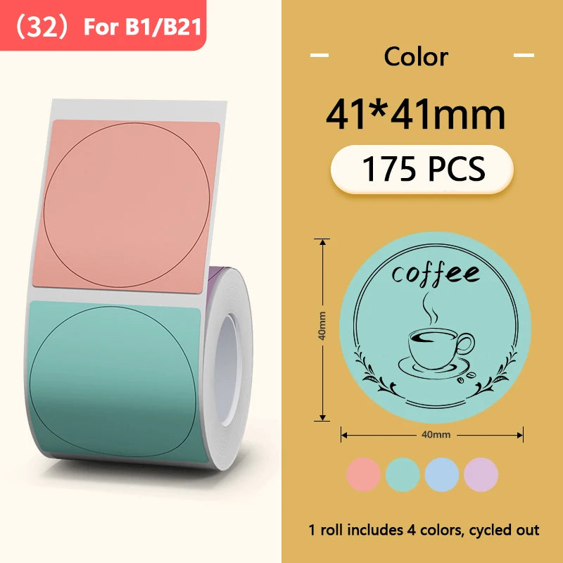 Niimbot Round White Label Rolls for B1 B21 Printer | Multi-Size Label Sticker Rolls PRIMED CO Round 41-41mm