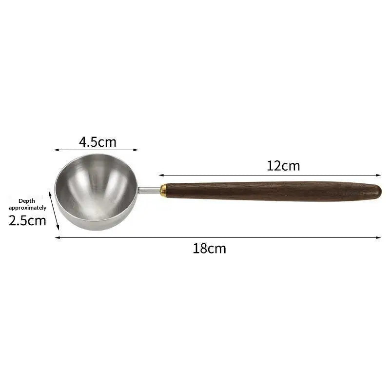 Walnut Wood Stainless Steel Coffee Measuring Spoon Scoop