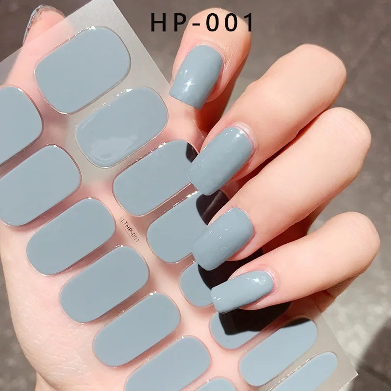 Semi-Cured Gel Nail Wraps Pink Tulip Floral | 16 Tips/Sheet