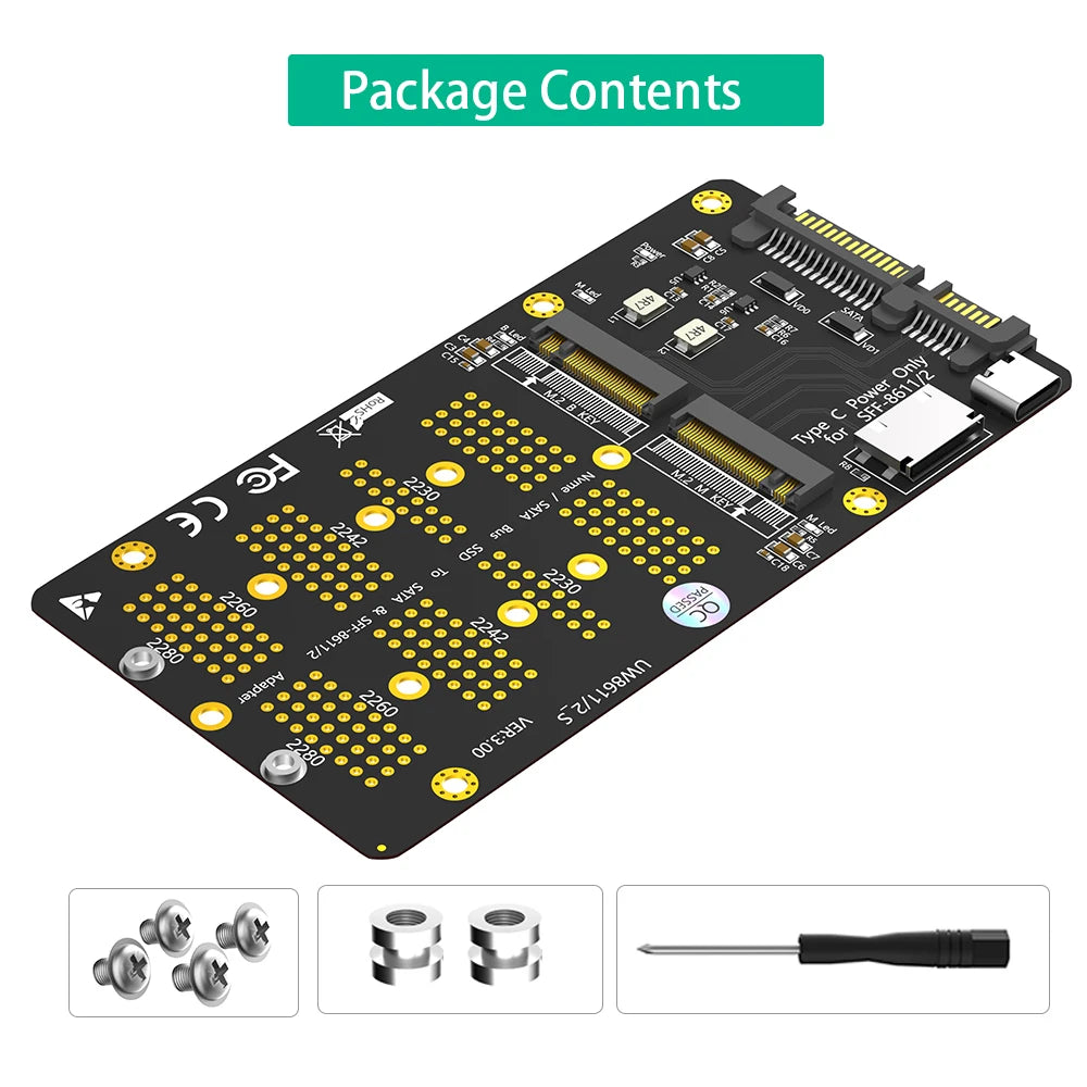 TISHRIC M.2 NGFF to SFF-8611/8612 NVMe SATA Adapter Card SSD Adapter Card PRIMED black China Mainland