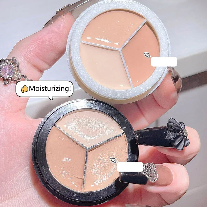 3-Color Full Coverage Concealer Palette – Hydrating & Brightening