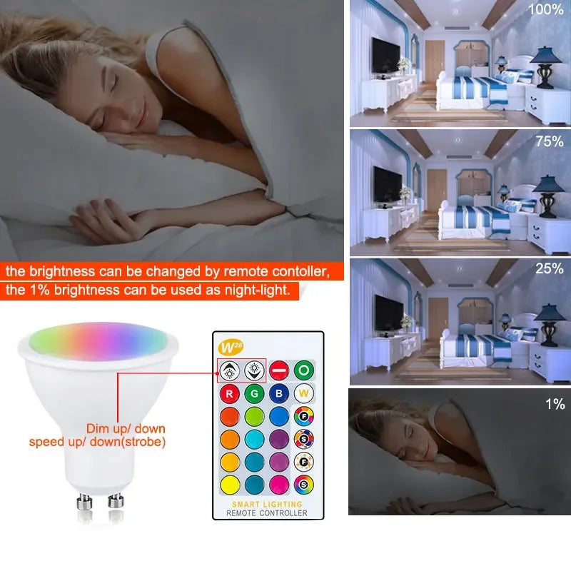 GU10 RGBW 10W Dimmable LED Spotlight – 16 Colors IR Remote LED Spotlight Bulb PRIMED