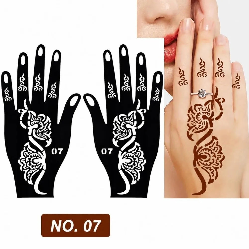 Reusable Self-Adhesive Henna Stencils – Floral Body Art