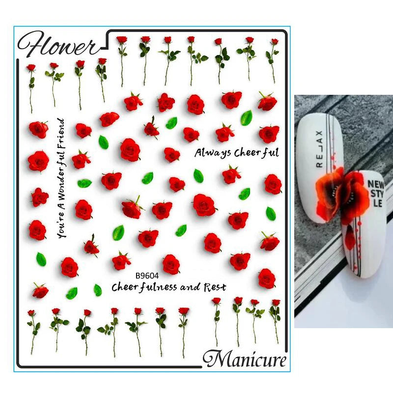Sunflower Floral 3D Nail Art Water Transfer Decals Stickers
