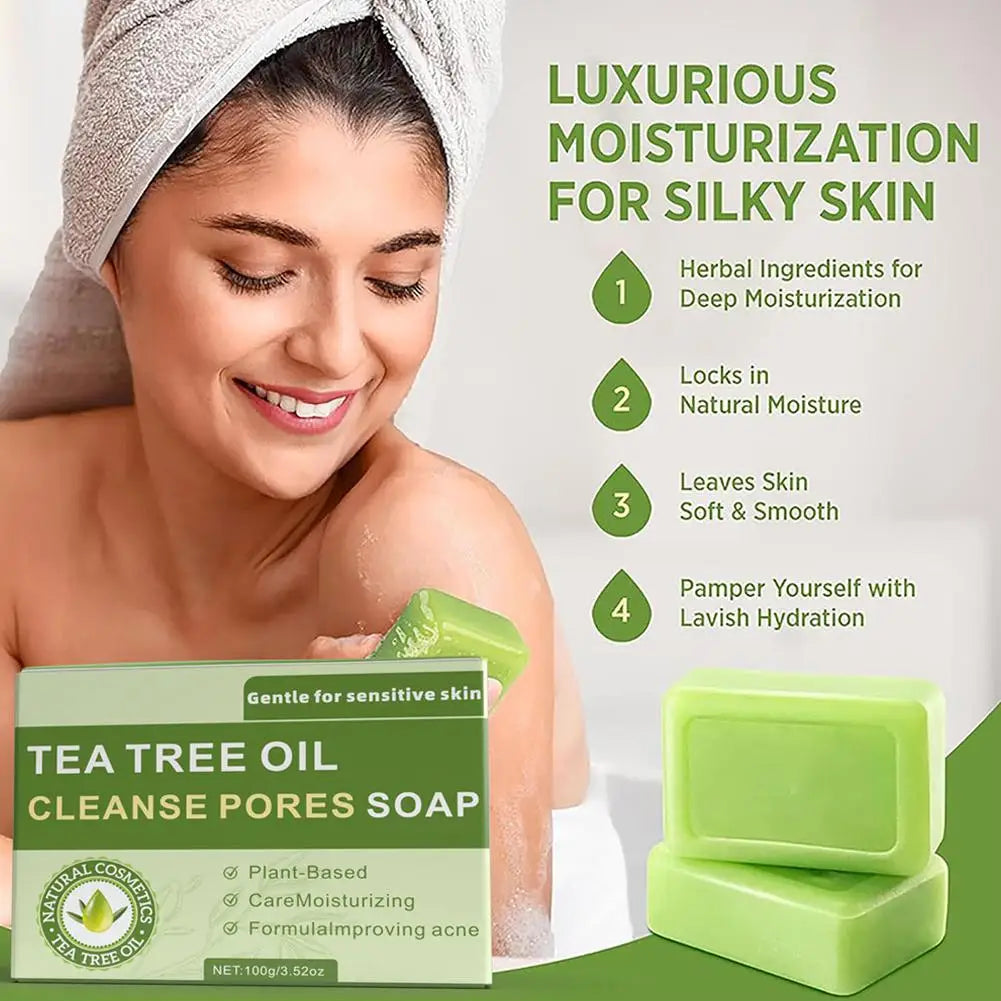 Tea Tree Oil Soap Bar – Natural Face & Body Cleanser 100g