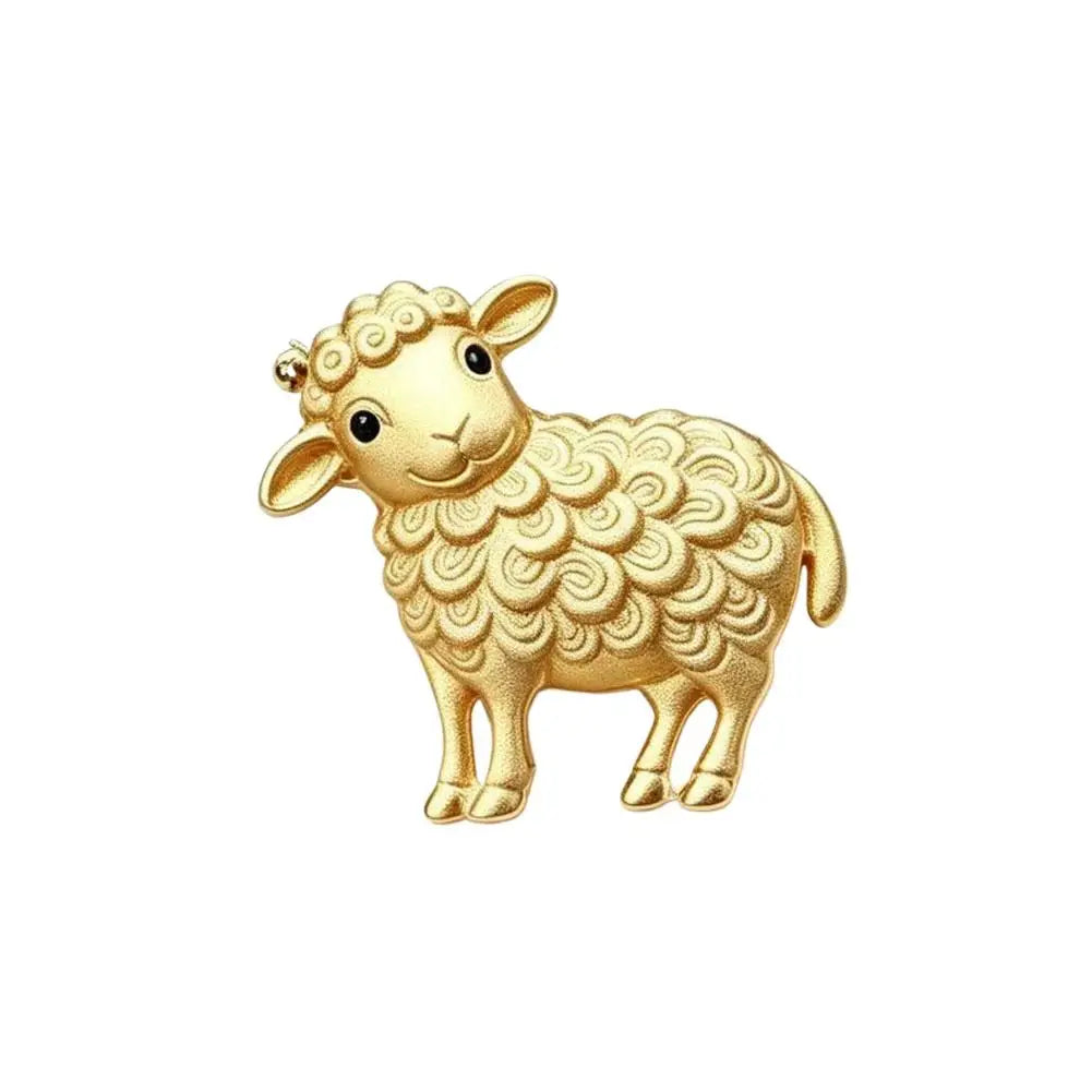 Vintage Sheep Brooch Multicolor Rhinestone Gold-Tone Lapel Pin