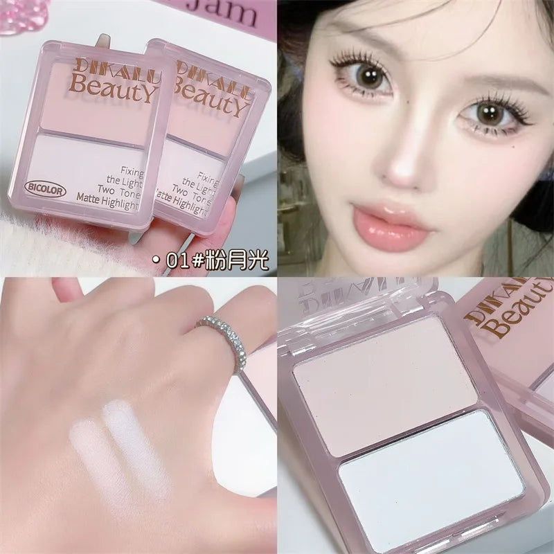 Two-Tone Highlight & Contour Palette – Bronzer Nose Shadow
