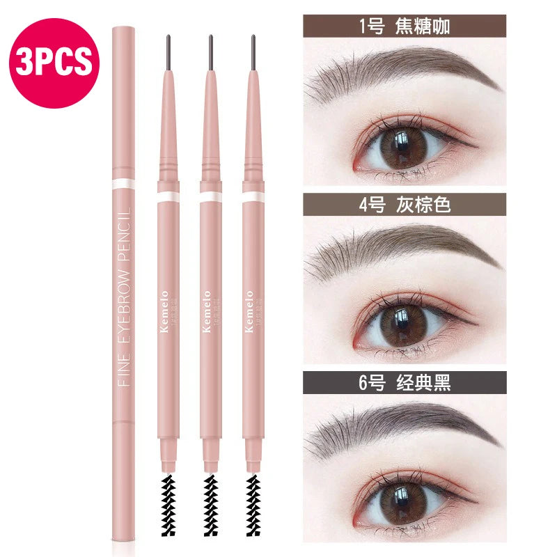 Ultra Fine Double-Ended Eyebrow Pencil with Brush – 6 Colors Eyebrow Pencil PRIMED 01 and 04 and 06