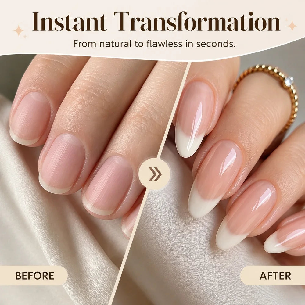 150Pcs Nude French Ombré Almond Press-On Nails | Full Cover