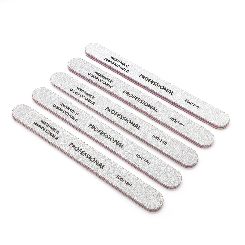 JEARLYU Grey Zebra Nail Files Multi-Grit Double Sided | 5/10 Pack Nail Files PRIMED 5pcs Grit100-180