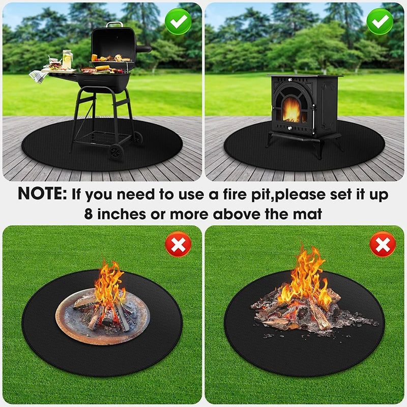 LMETJMA Round Fire Pit Mat – Fireproof BBQ Grill Pad for Deck Fire Pit Mat PRIMED