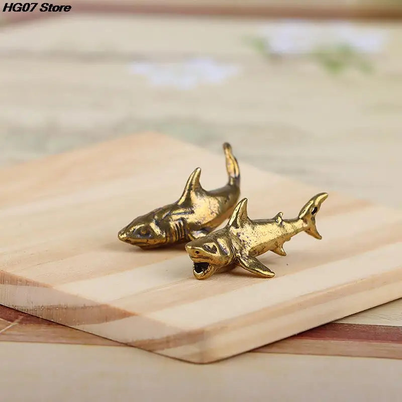 Vintage Brass Shark Figurine – Desktop Ornament & Keychain