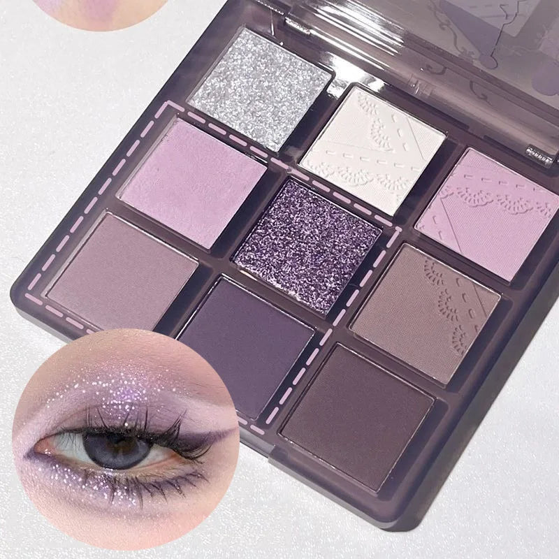 Purple Lavender 9-Color Glitter Eyeshadow Palette | Shimmer & Matte Eyeshadow Palette PRIMED