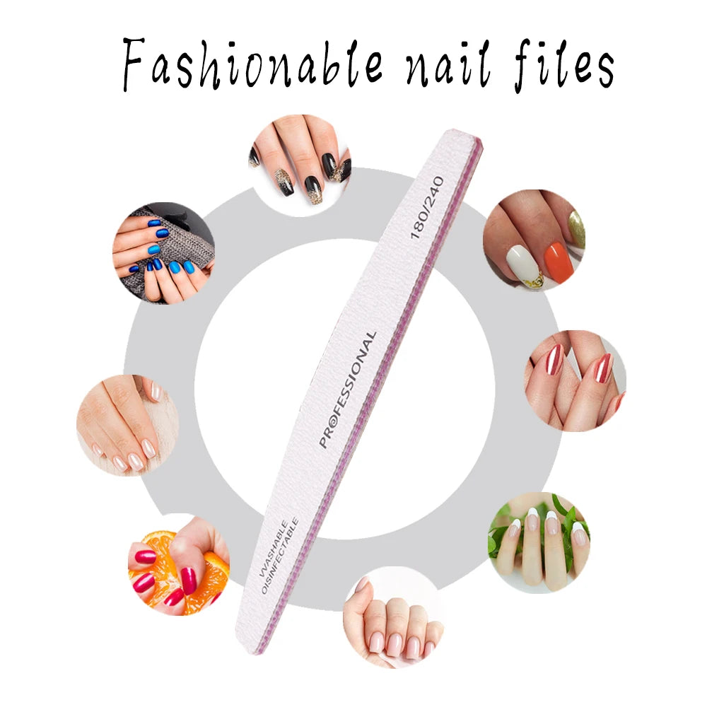 JEARLYU Banana Nail Files 5/10Pcs – 180/240 Grit Manicure Set Nail Files Set PRIMED