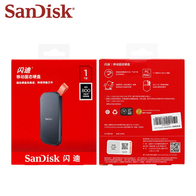 SanDisk E30 1TB/2TB Portable External SSD – Up to 800MB/s Portable External SSD PRIMED