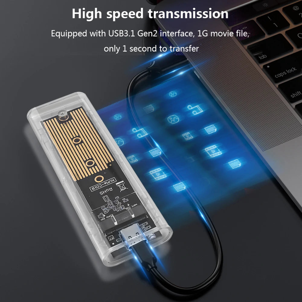 TISHRIC M.2 NVMe NGFF SSD Enclosure USB 3.1 Type-C 10Gbps SSD Enclosure PRIMED