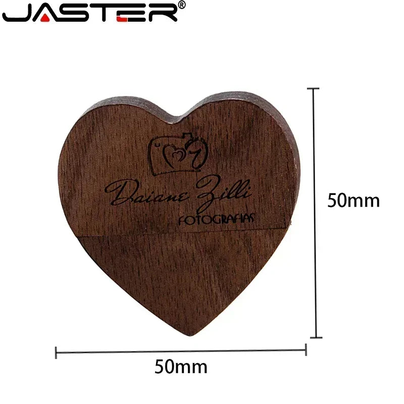 Heart Wooden USB Flash Drive 32GB/64GB – Custom Laser Engraved Custom USB Flash Drive PRIMED