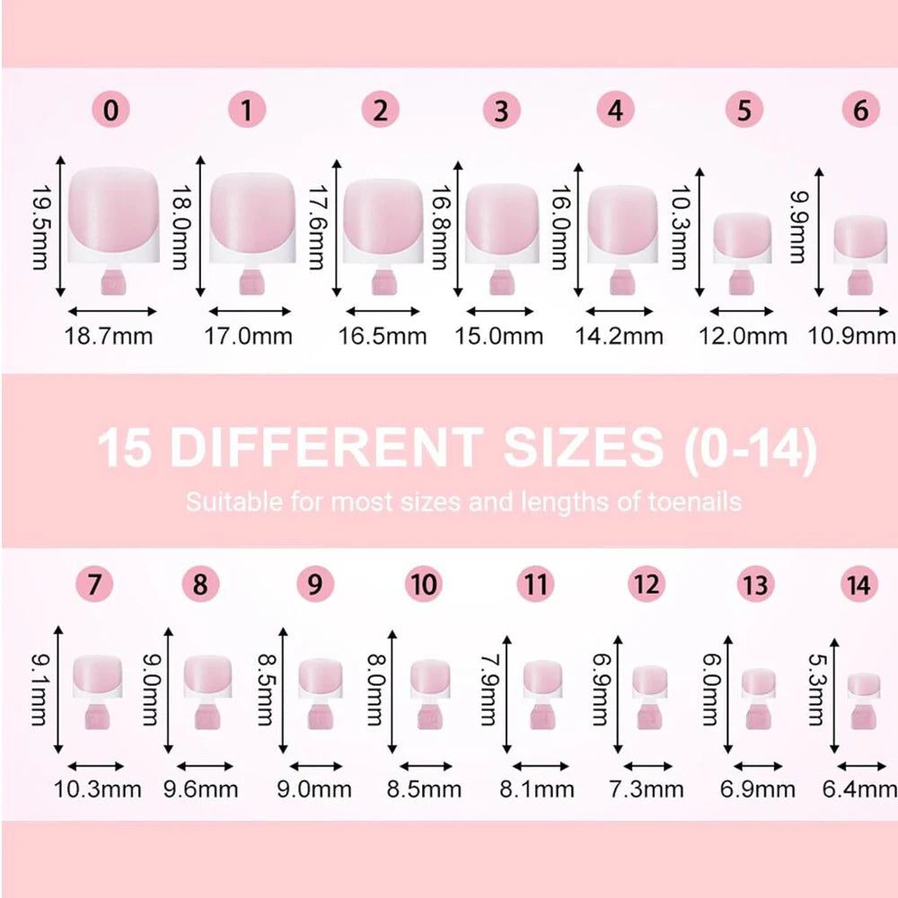 150Pcs Nude French Press-On Toenails | Square Light Pink Gel Tips