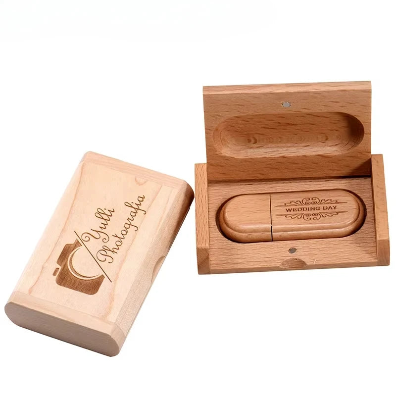 20-Pack Maple Wood USB Flash Drives 128GB | Free Custom Logo Wooden USB Flash Drive PRIMED